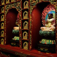 Buddhas im Zahntempel in Kandy Sri Lanka