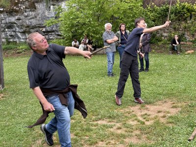 Castelmerle | Dr Ingmar M. Braun beim Speerschleuderwurf