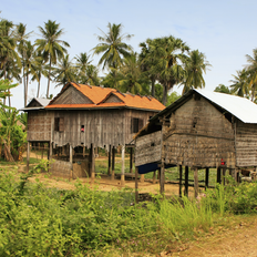 Pfahlbauten Dorf Kratie Kambodscha