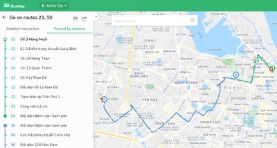 BusMap - oeffentlich vom Old Quater zum My Dinh Stadion in Hanoi