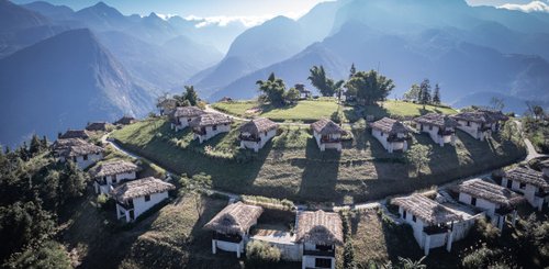 Topas Ecolodge Sapa Ausblick über die Berge in Nordvietnam und die Reisfelder
