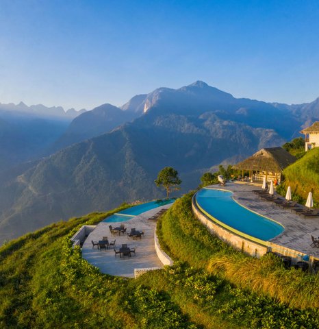 Topas Ecolodge Sapa Ausblick mit Pool