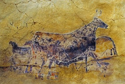 Höhle von Lascaux "Schwarze Kuh" - zu sehen beim Besuch von Lascaux IV während der Reise mit Zugvogeltouristik zu den steinzeitlichen Bilderhöhlen Frankreichs