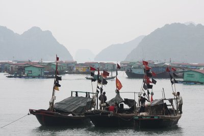 schwimmende Dörfer vor Haiphong und Cat Ba