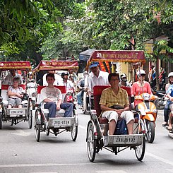 Hanoi Cyclo in Old Quarter Vietnam Indochina