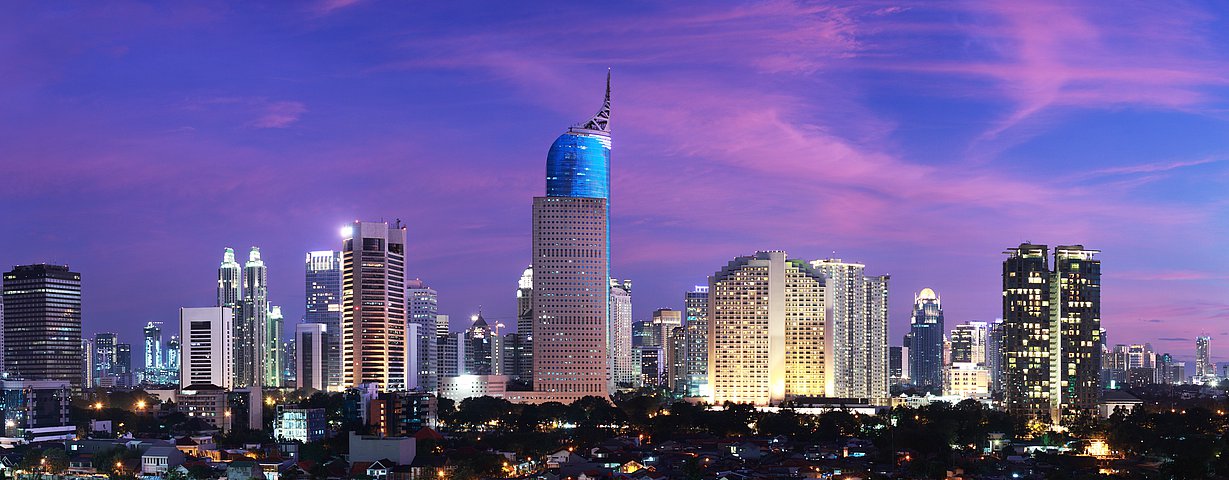 Java Jakarta Skyline von Jakarta auf der indonesischen Insel Java