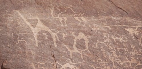 Felsgraffiti der Beduinen Wadi Rum