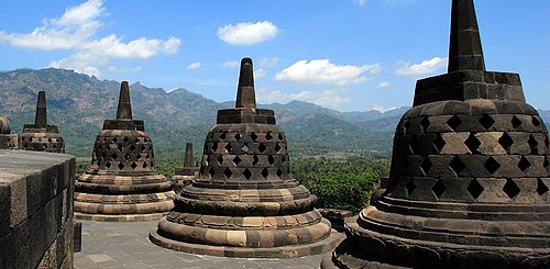 Detail der Tempelanlage Borobudur auf der mystischen Insel Java