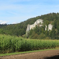 Blick auf Geissenkloesterle Achtal