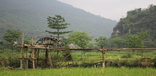 Bambuswasserrad Mai Chau Little Sapa bei der Vietnamreise