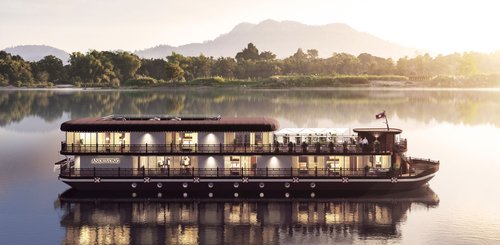 Anouvong erstes Boutiqueschiff von Heritage Line in Laos am oberen Mekong