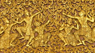 Ramayana Epos Holzschnitt Luang Prabang Laos Indochina