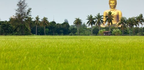 Wat Muang riesige sitzende goldene Buddhastatue Angthong