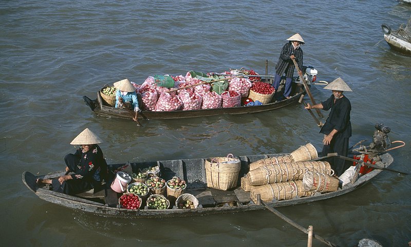 Cai Be schwimmender Markt Vietnam Mekongdelta